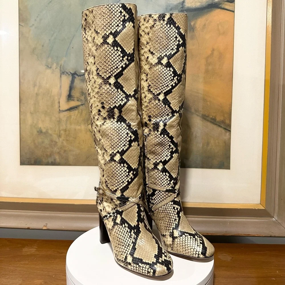 🌹TORY BURCH 🌹Pull-on Snake-embossed Leather Knee-high Boot  Size: 5.5 - Picture 6 of 9